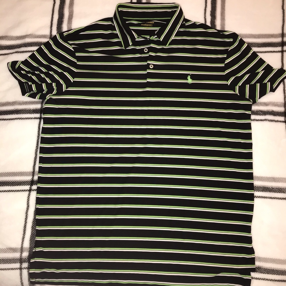 Polo Golf Shirt Black/White/Neon Green Men’s Large